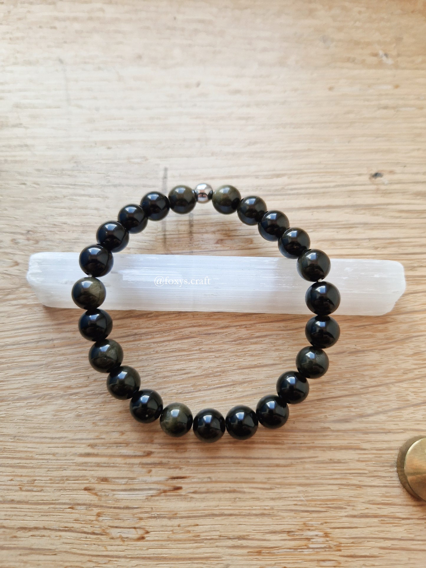 Bracelet Obsidienne dorée