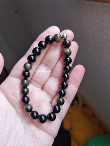 Bracelet Obsidienne dorée